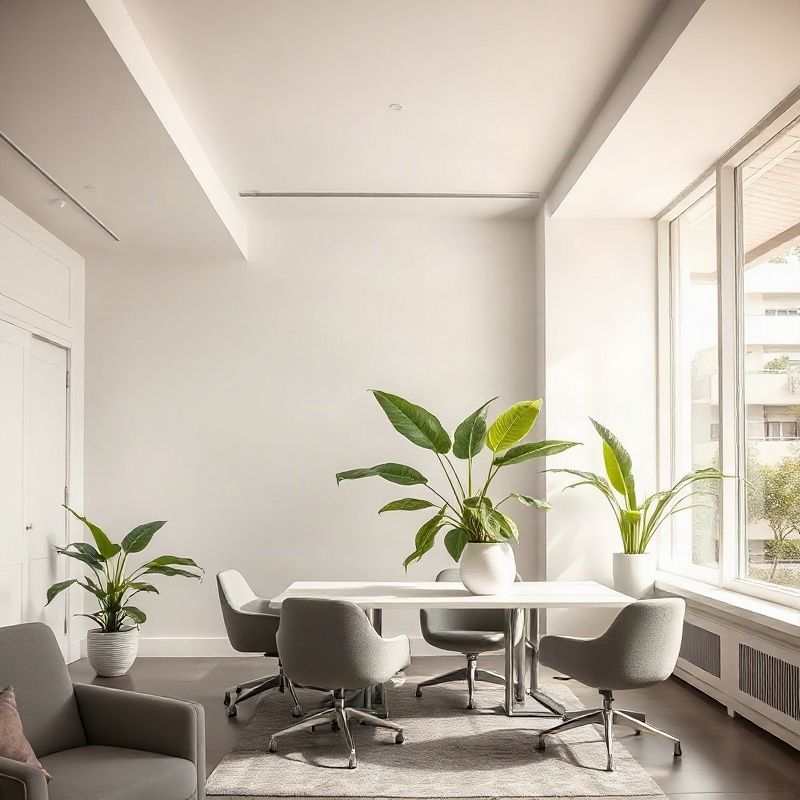Sala de reunião minimalista em escritório de alto padrão em Salvador
